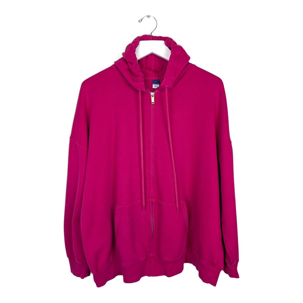 OLD NAVY Full-Zip Kanga Viral Hoodie Berry Fine Pink 100% Cotton 722842 - Large